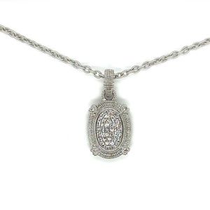 Judith Ripka 925 Silver Necklace Oval Link Cubic Zirconia Necklace 17inch